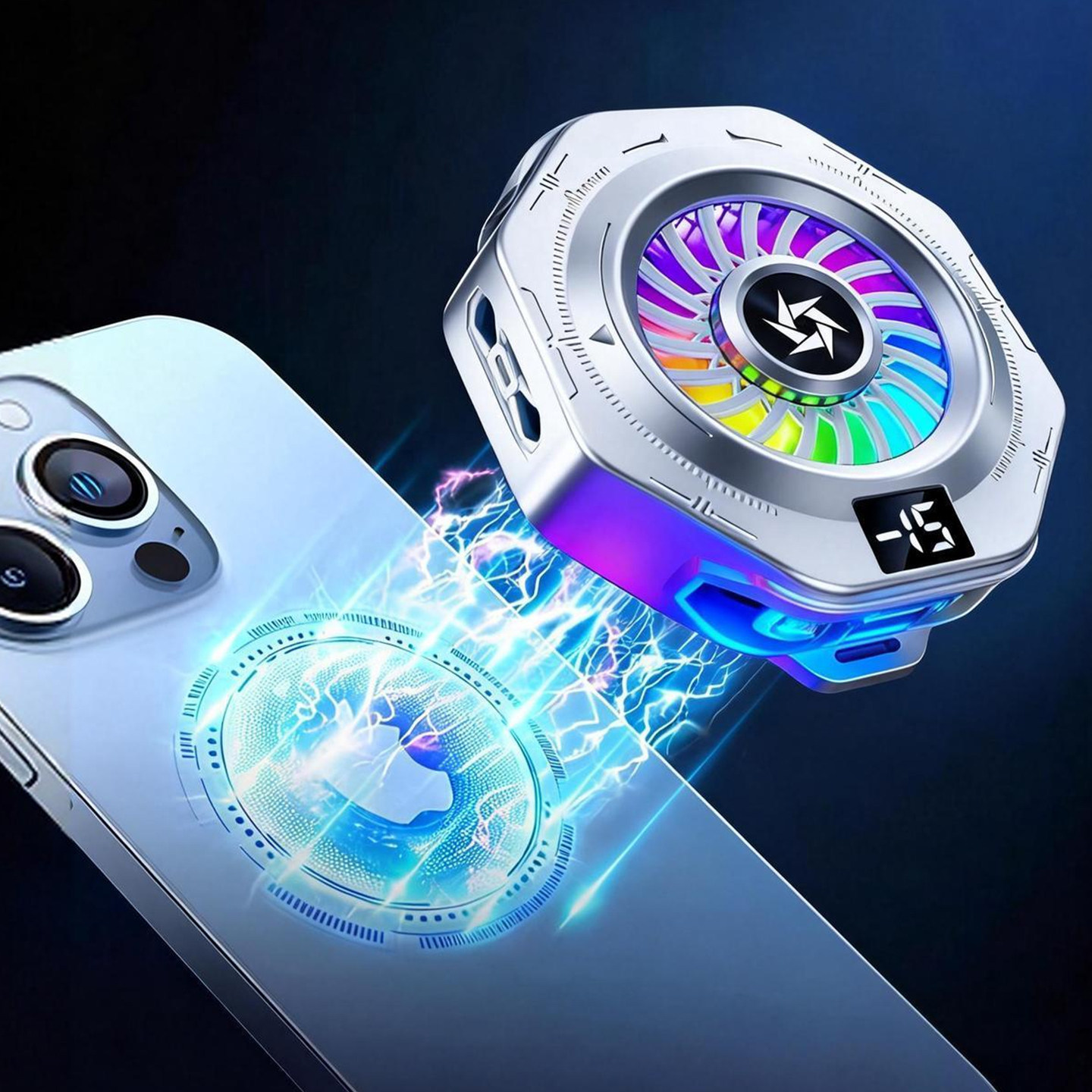 手机散热器磁吸式半导体制冷降温神器超静音冰封背夹适用iPhone苹果14/15吃鸡游戏直播专用散热背夹冷风扇贴