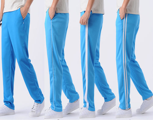 浅蓝色校服一条杠白边春夏季裤子