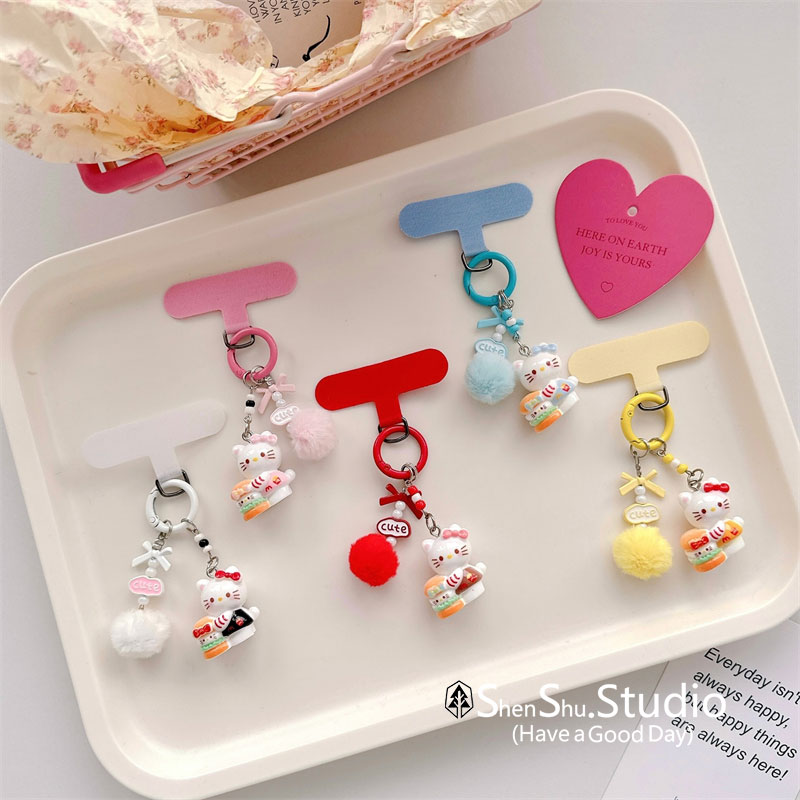 ins秋冬毛绒毛球包包挂件高级感kt猫绳结书包挂饰精致公仔钥匙扣包挂搭子手机链女diy自制手机挂件可爱好看