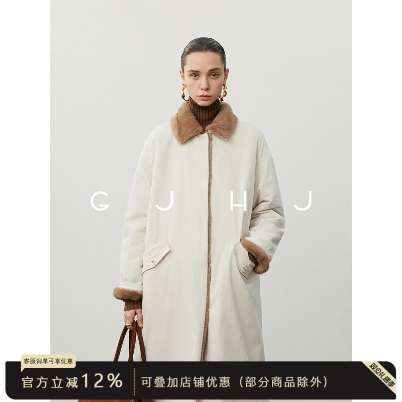 gjhj原单派克双面穿貂中长款外套