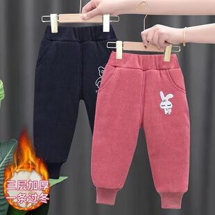 安阳童装儿童棉裤冬款夹棉外穿加绒加厚宝宝男童保暖裤女童冬季小
