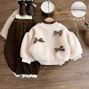 安阳童装女童卫衣秋冬款新款儿童冬装女宝宝加绒上衣加厚女孩衣服