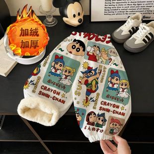 安阳童装男童裤子冬装2025新款儿童秋冬款一体绒宽松运动裤束脚裤