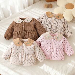 安阳童装女宝加厚棉衣碎花洋气夹棉内胆保暖冬季上衣小棉袄新款公