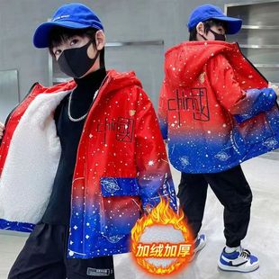 安阳童装男童冬装加绒外套男童2025新款中男孩秋冬款冲锋衣加厚派