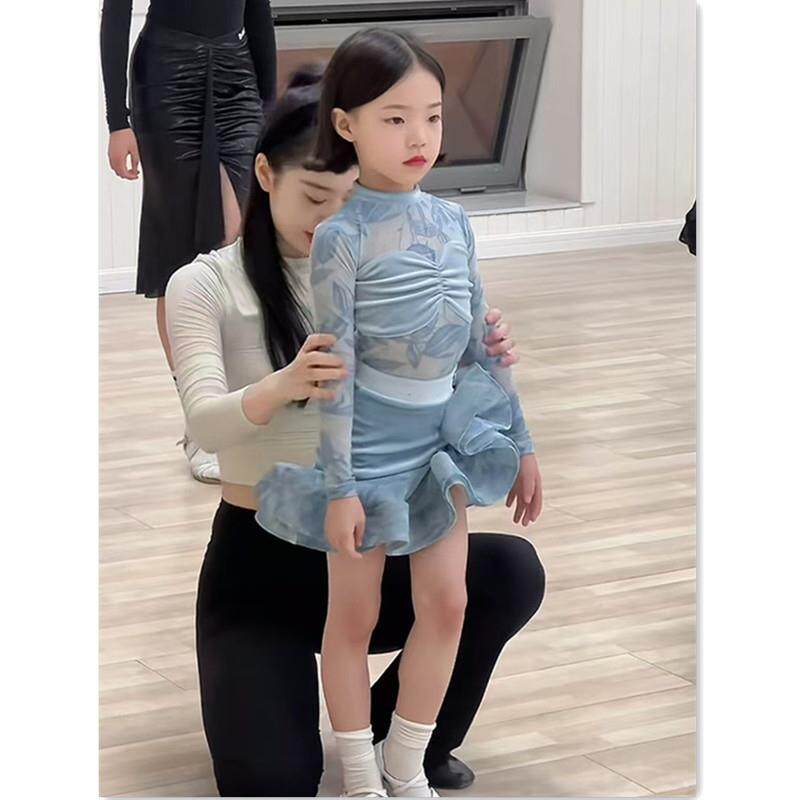 安阳童装2025新款拉丁舞服女童秋冬长袖高级感演出练功套装少儿专