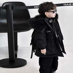 安阳童装男童冬装加绒派克棉服2025新款中小童加厚外套大毛领冬季