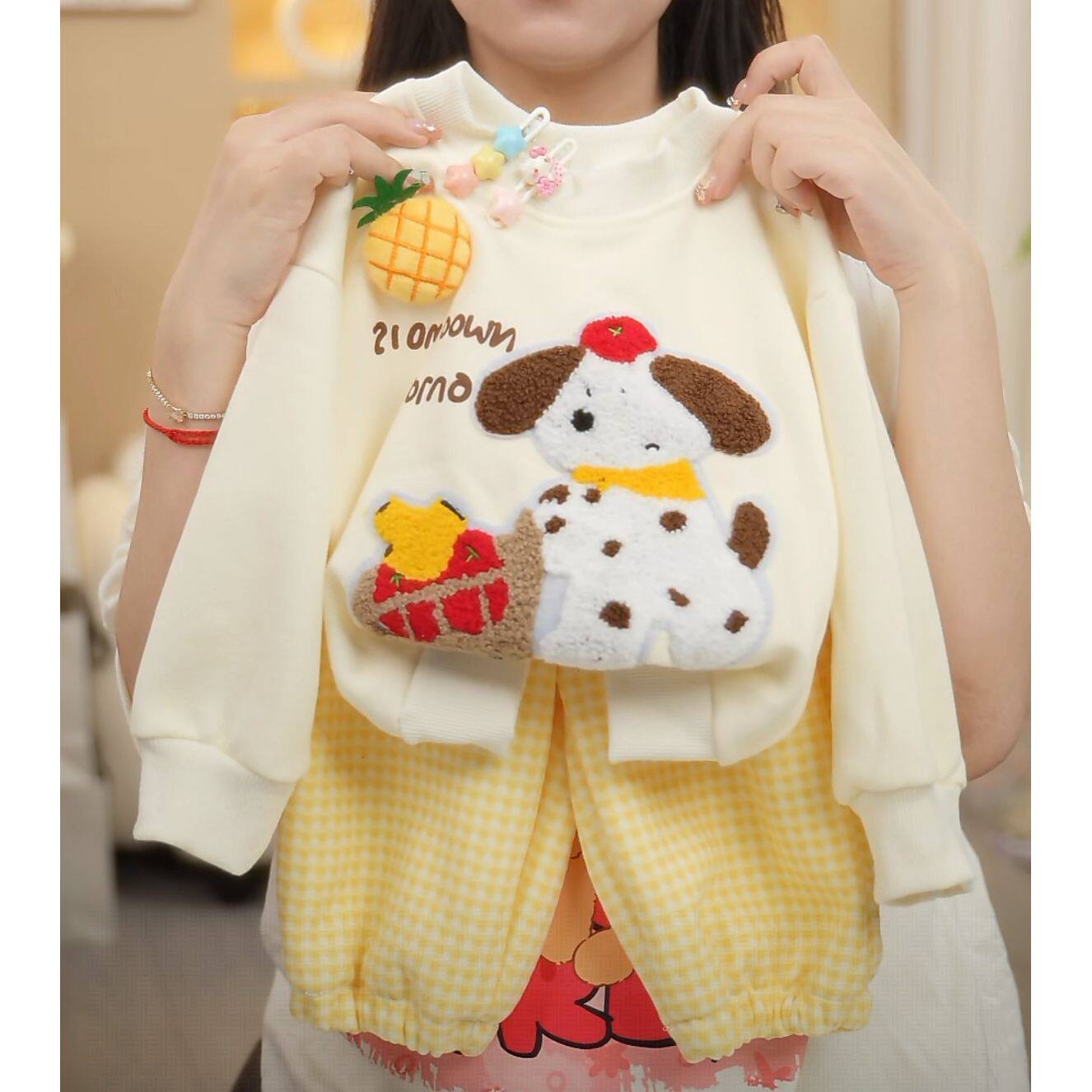 安阳童装2025新春款儿童卫衣套装女童碎花波点库卫衣套装休闲