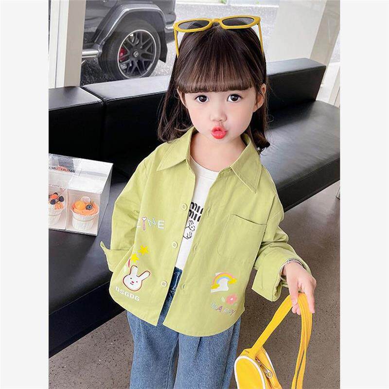 安阳童装女童宽松洋气长袖可爱春秋款衬衫宝宝网红薄款衬衣2025新