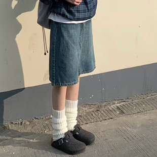 经典款纯色堆堆袜套潮流女JK腿套粗线针织小腿袜Y2K保暖百搭神器