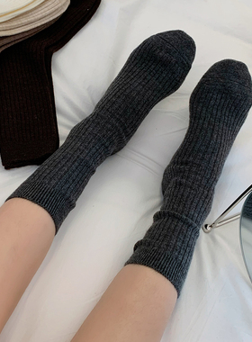 美拉德封神堆堆袜！加厚灰色搭配女生双针复古羊毛袜日系杂志感