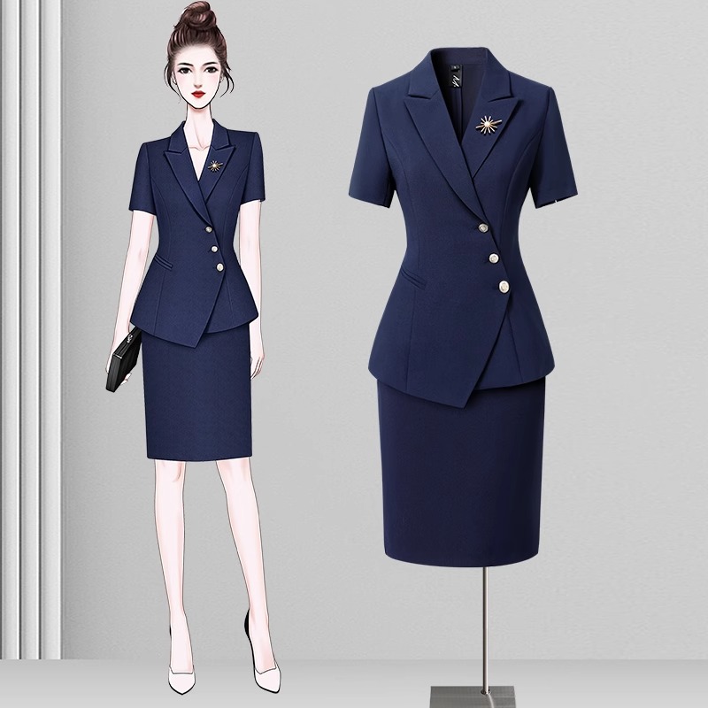高端短袖西装套装女2025新款职业西服外套置业顾问工作服夏天薄款