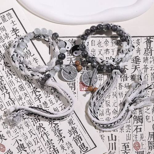 无极双生太极山鬼花钱手绳新中式复古款手串藏式编织手饰手链饰品