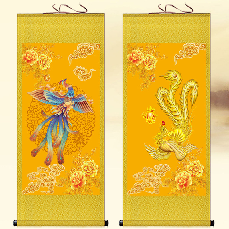 金凤凰挂画吉祥花鸟画招财装饰画