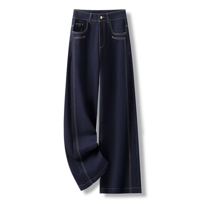 宽松牛仔阔腿裤女2025新款秋季长裤高腰裤子女胖mm大码显瘦直筒裤