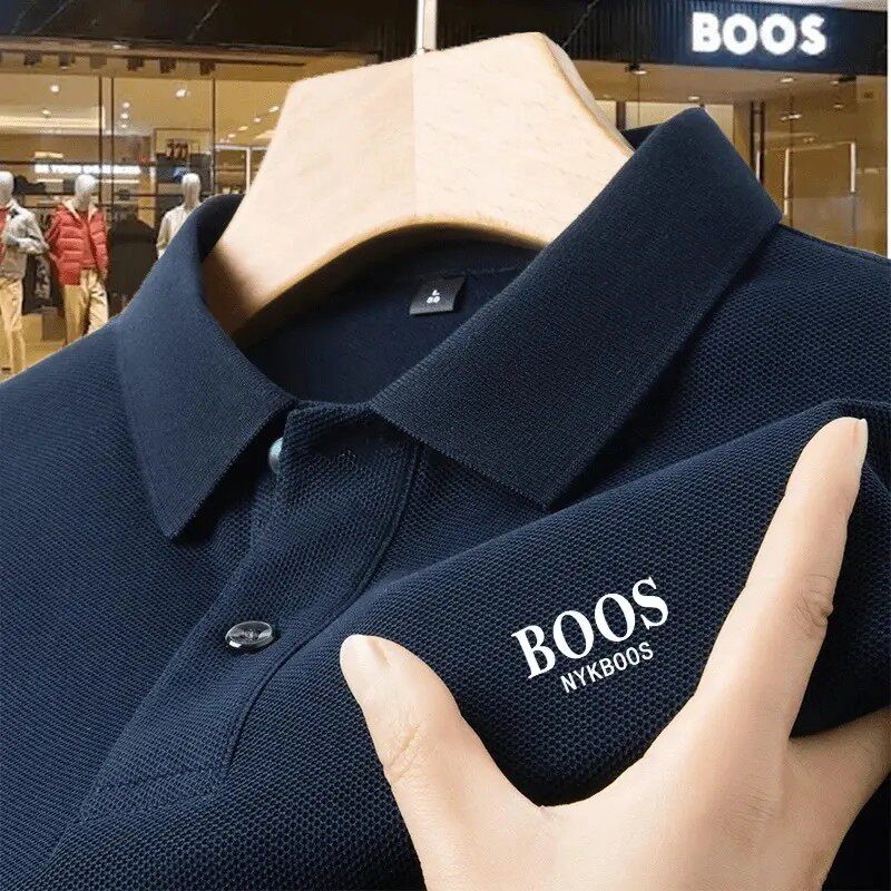 德国高奢男装万针刺绣正品翻领大码中老年男短袖精选丝光棉polo衫