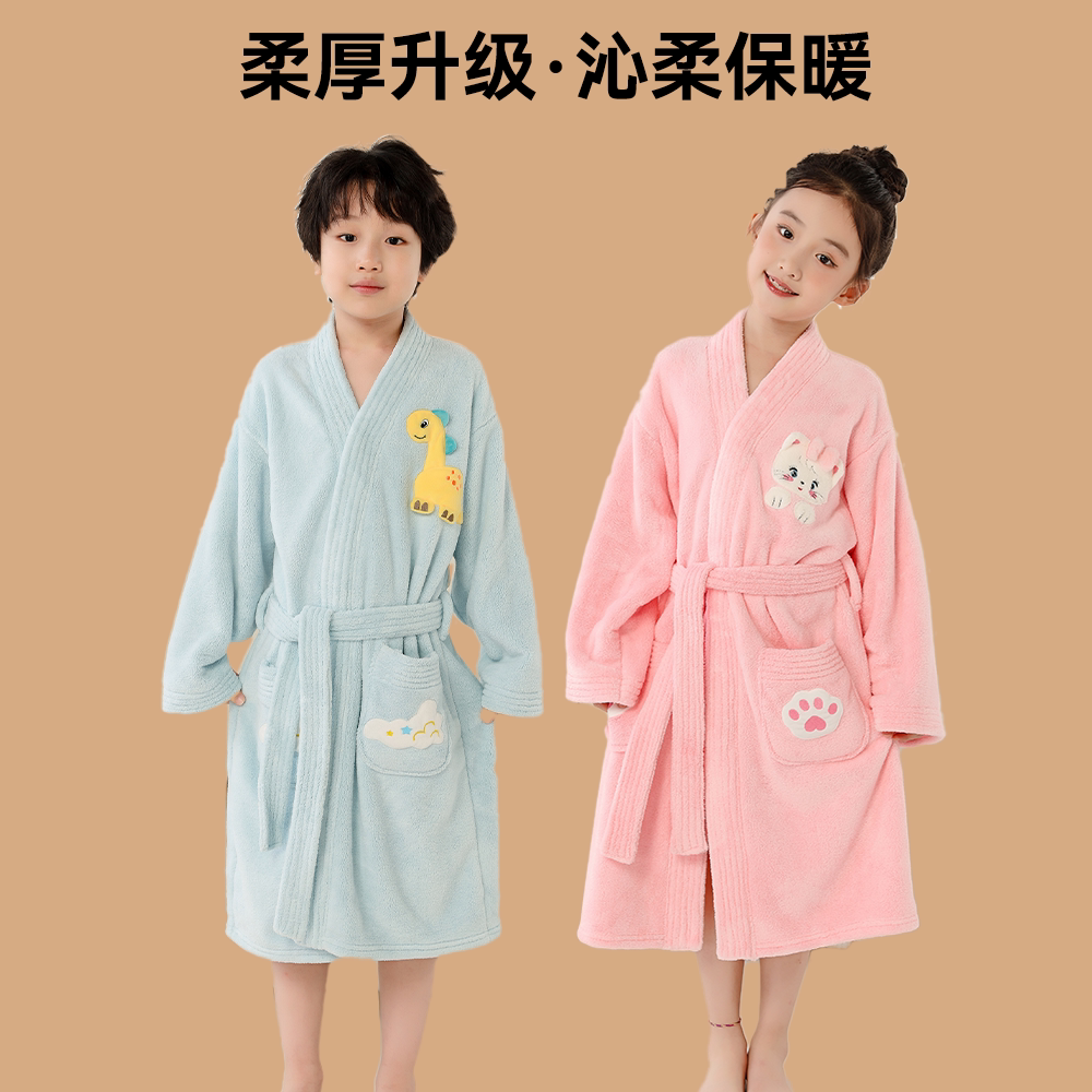 加厚亲子浴袍儿童可穿浴巾吸水速干裹全身游泳浴衣大成人居家睡袍