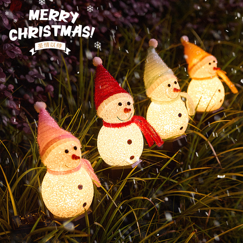 圣诞节装饰品彩灯led雪人户外太阳能草坪地插装饰灯氛围场景布置