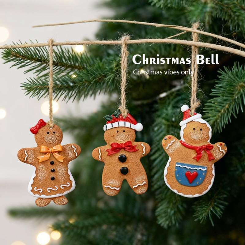 圣诞树装饰品挂件姜饼人小挂饰圣诞节房间氛围布置桌面小摆件道具