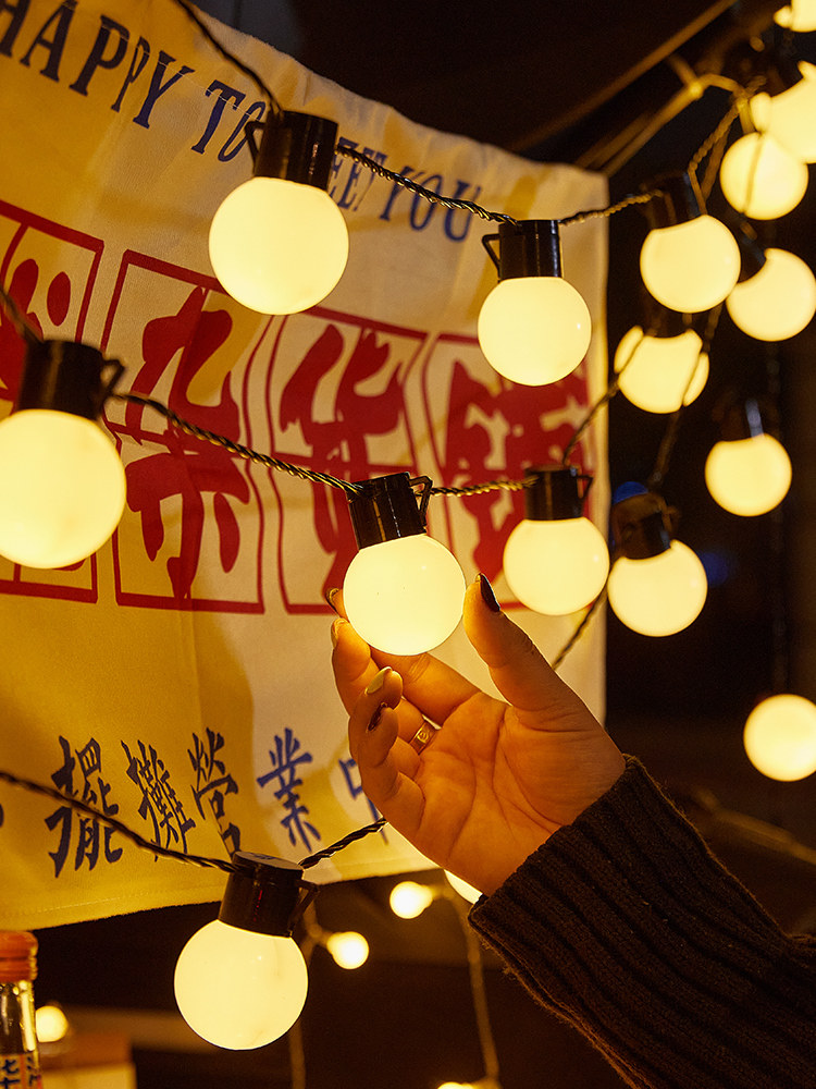 夜市摆摊氛围灯太阳能户外烧烤防水露营帐篷灯串灯彩灯天幕装饰灯
