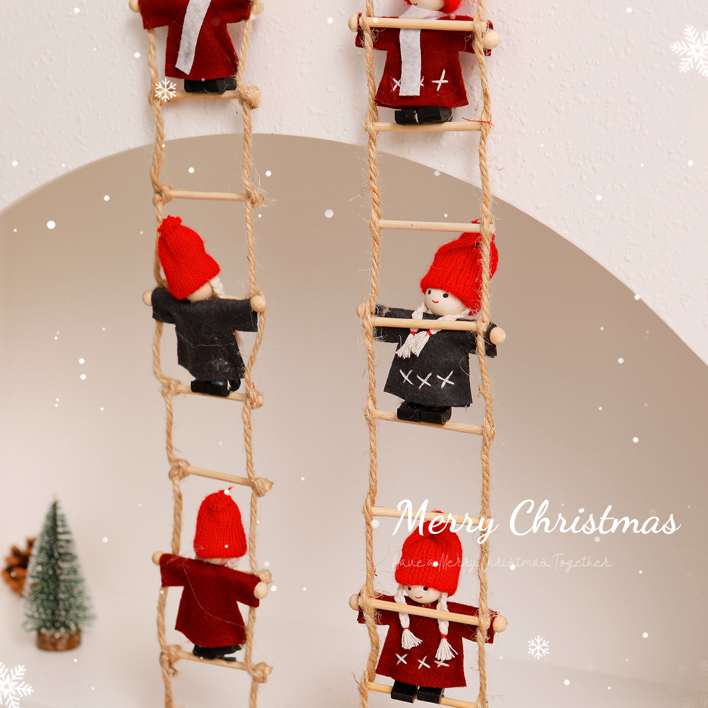 圣诞节装饰品爬梯圣诞老人挂件活动氛围场景布置圣诞树装扮小道具