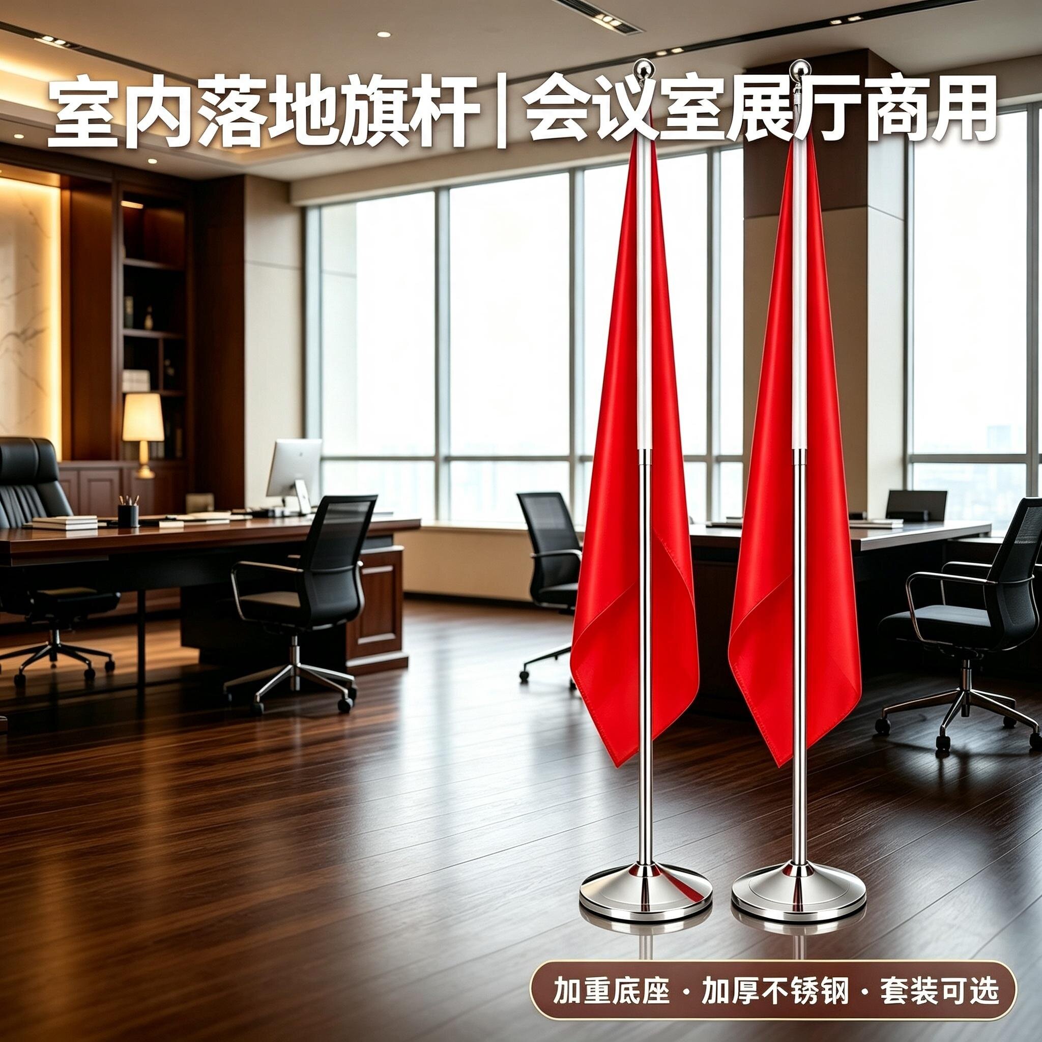 办公室红旗摆件会议室立式旗杆