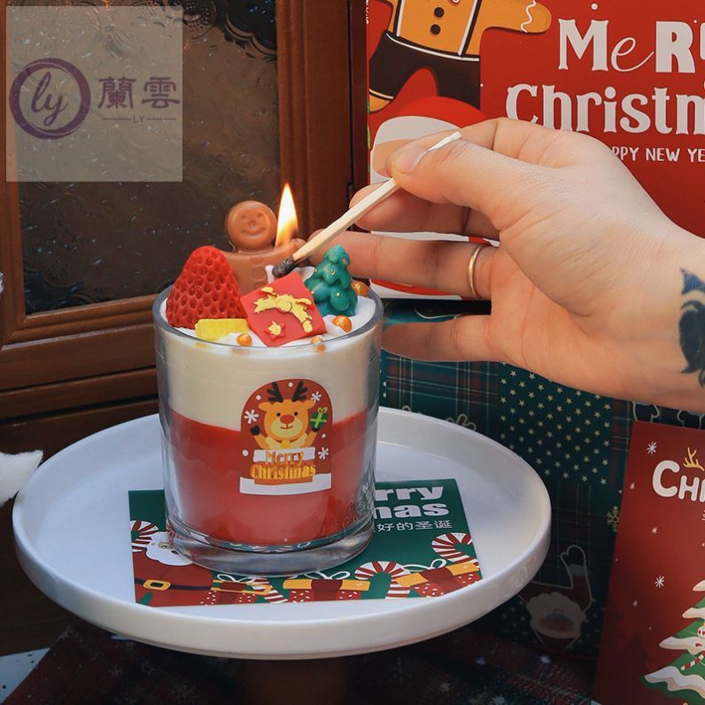 圣诞节香薰蜡烛氛围感礼物candle跨境圣诞老人雪人姜饼人造型ins