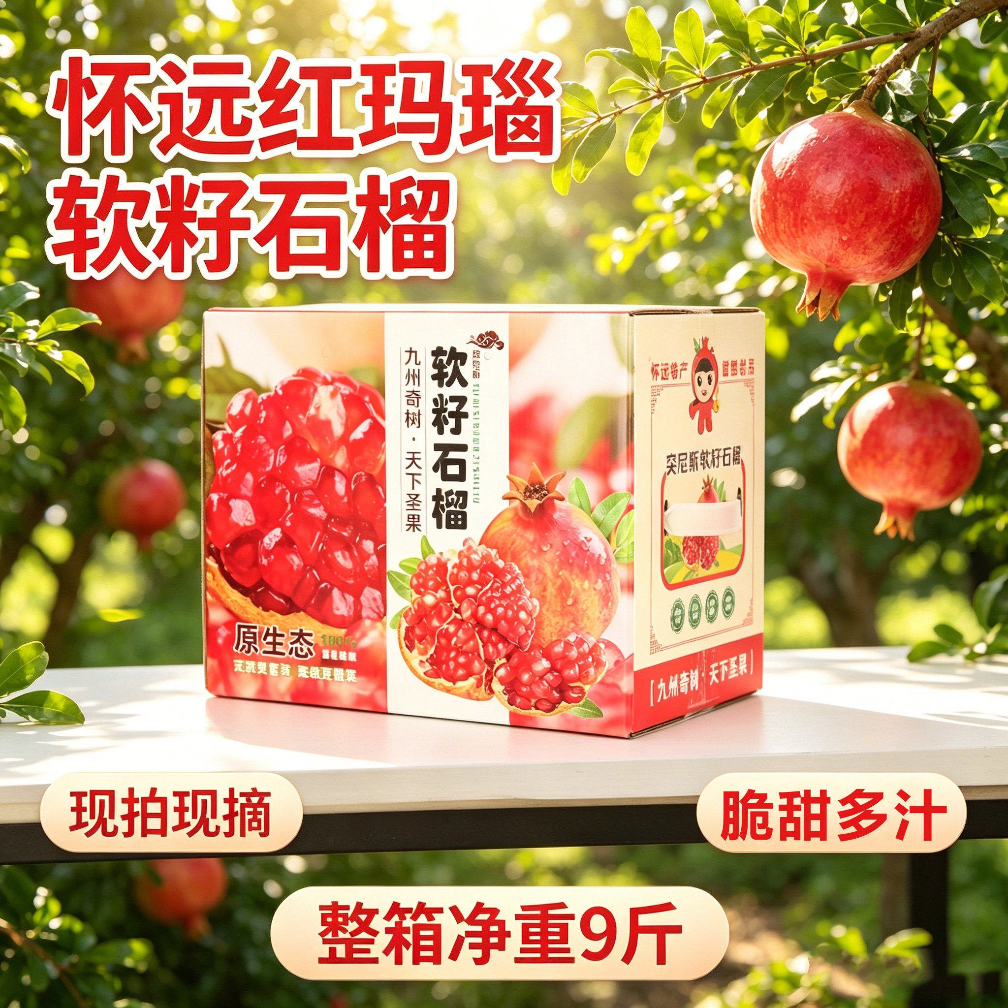 怀远特产红玛瑙软籽石榴净重9斤