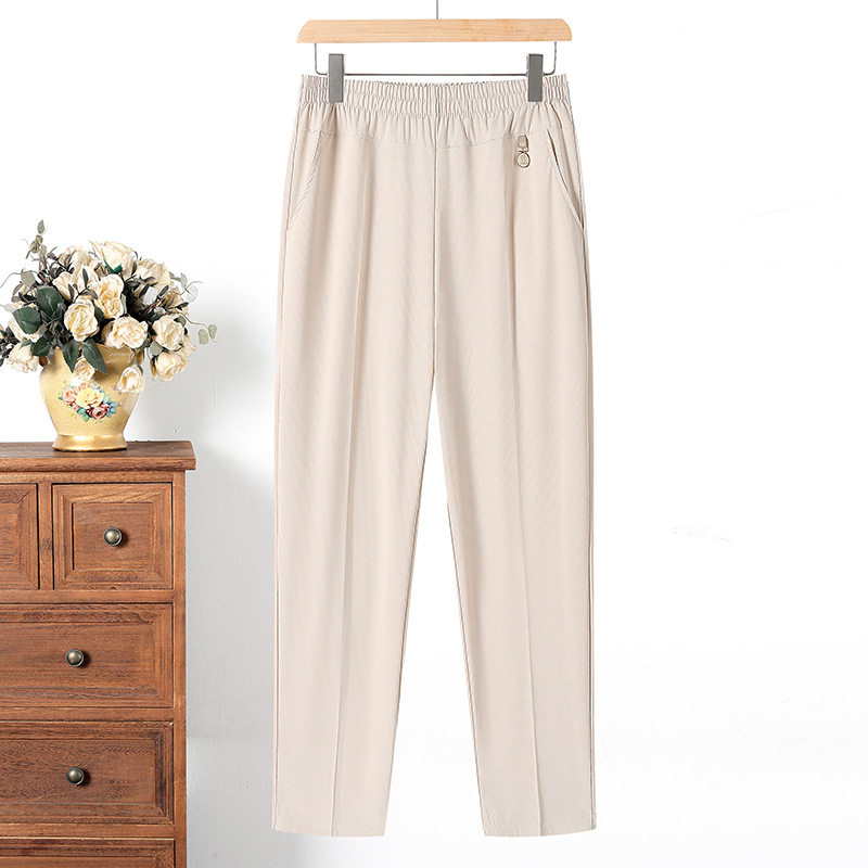 妈妈长裤春夏2025新款休闲裤中老年人女百搭小脚直筒裤纯色裤子