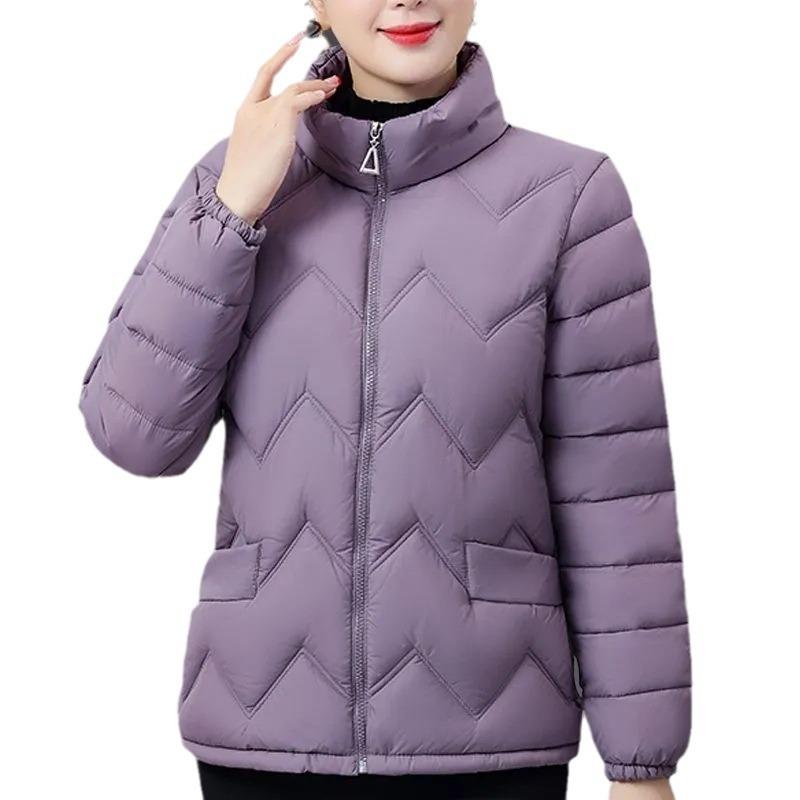 中老年女装轻薄棉衣短款羽绒棉服妈妈秋冬高档显瘦,百搭外套棉袄