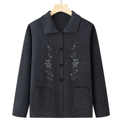 奶奶春装毛衣开衫宽松春秋女中老年人春秋装妈妈针织外套老人衣服