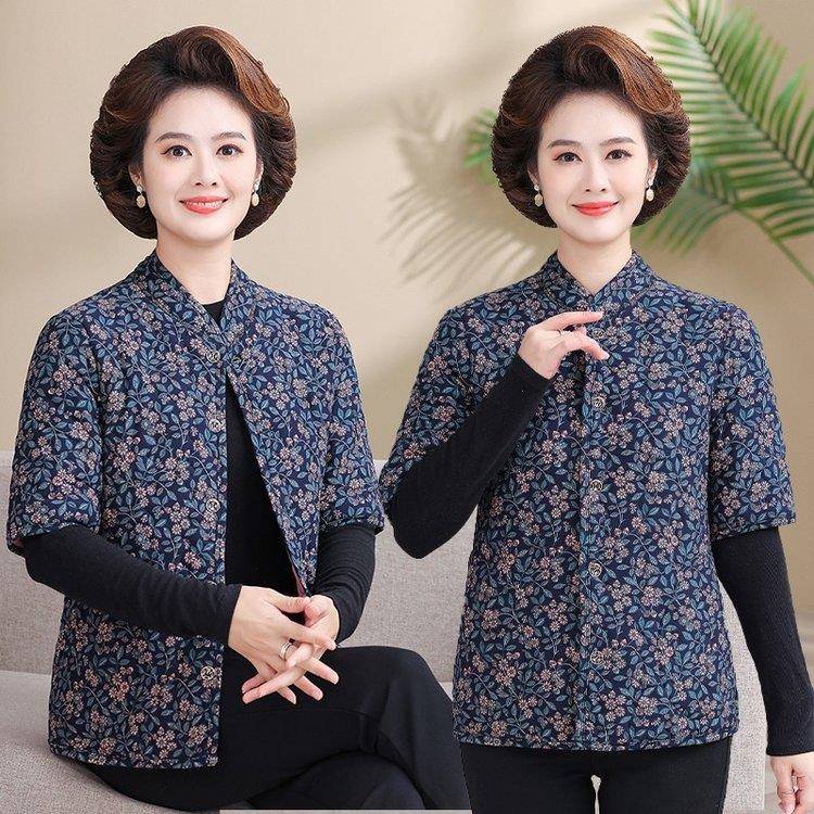 中年妈妈冬装驼绒棉马甲女加厚中袖棉衣50岁到60奶奶外套半袖背心