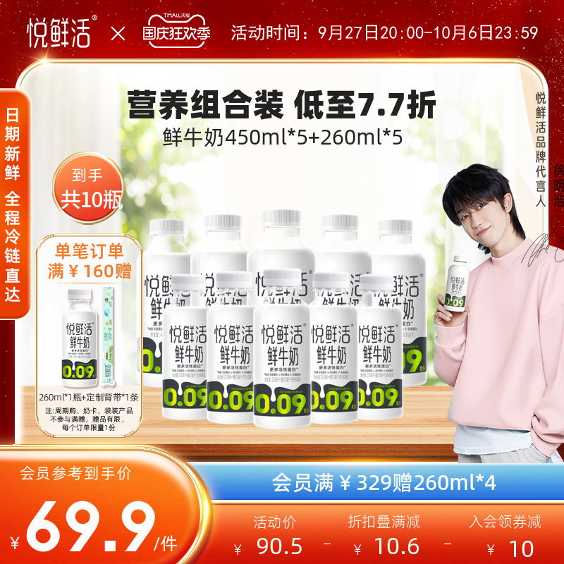 【入会享折扣】悦鲜活鲜牛奶450ml+260ml组合新鲜顺丰冷链怎么样,好用不?