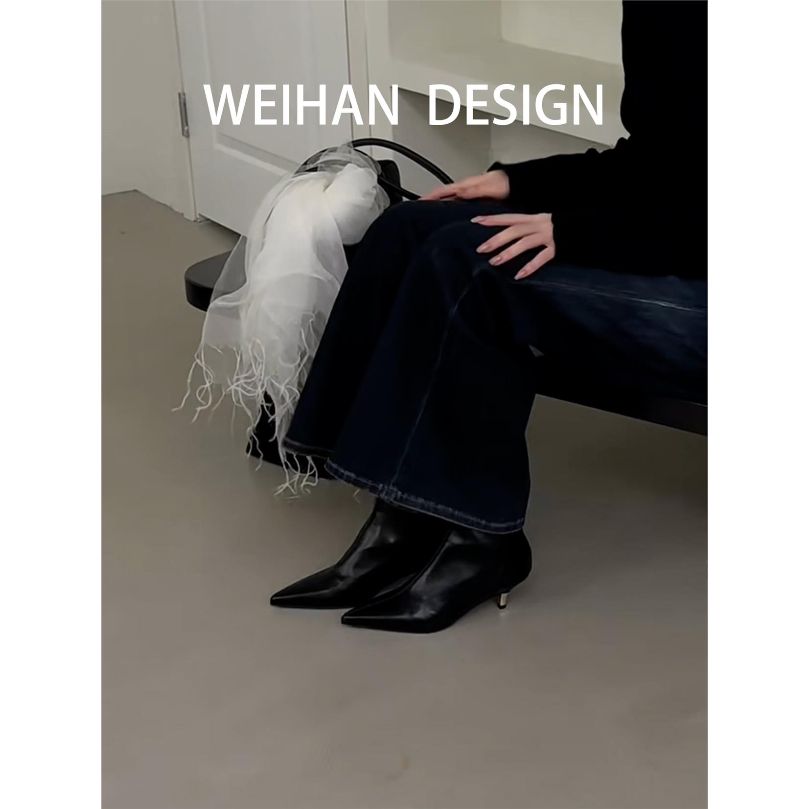 羊皮版!黑色软皮尖头细