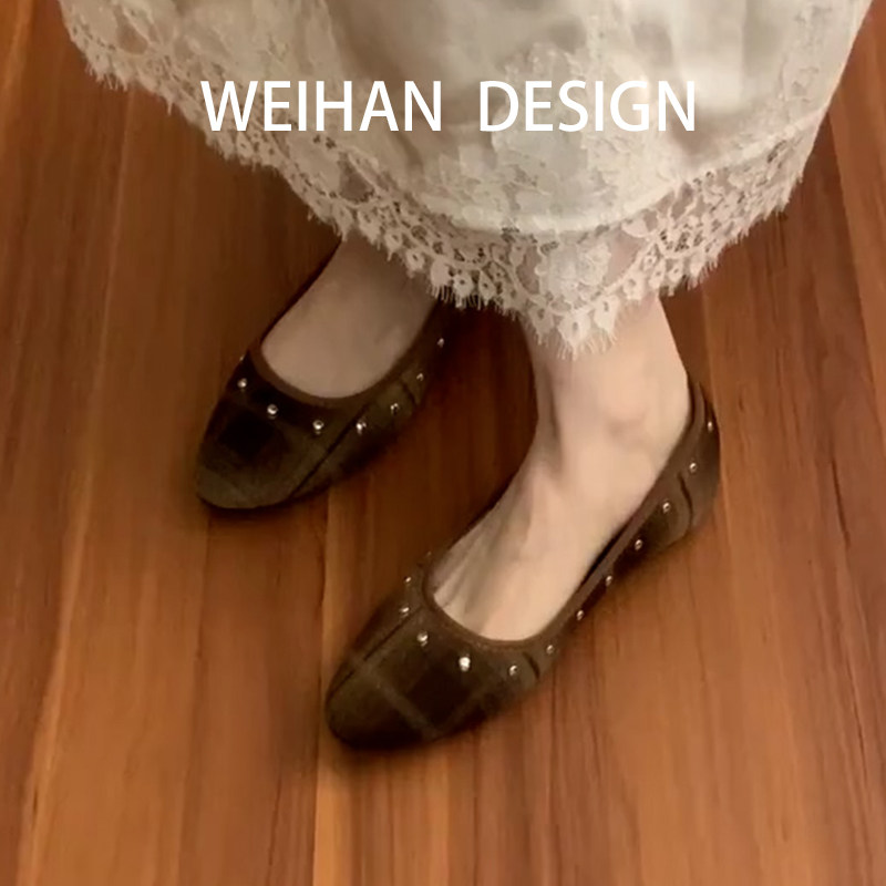羊皮版！复古格纹铆钉圆