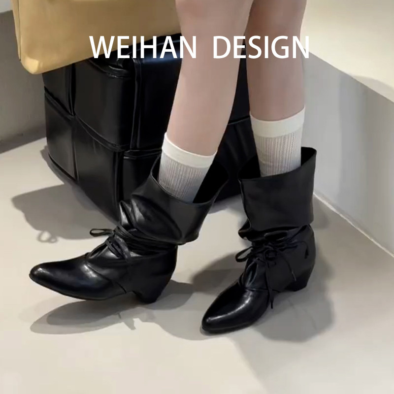 羊皮版!黑色翻边堆堆系