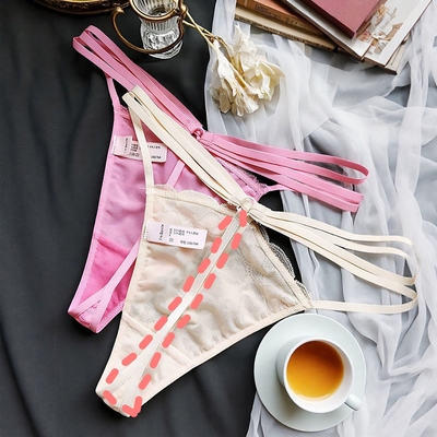 蕾丝系带一根线丁字裤无痕女