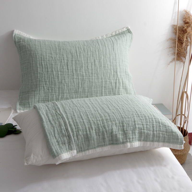 纯棉枕巾一对装日式简约素色全棉纯色全棉纱布透气成人情侣枕头巾