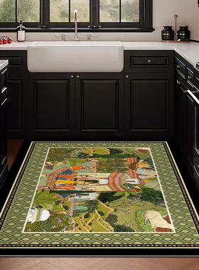 厨房专用硅藻泥吸水吸油防滑地垫高级感中古风浴室门口脚垫门垫