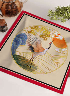 柔韧短毛绒华丽花鸟新中式茶盘果盘防尘罩多功能盖布家居布艺定制