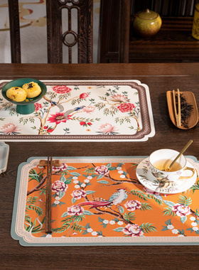 餐垫高级感轻奢中式桌垫免洗防水防油餐桌隔热皮革垫PVC碗盘垫子