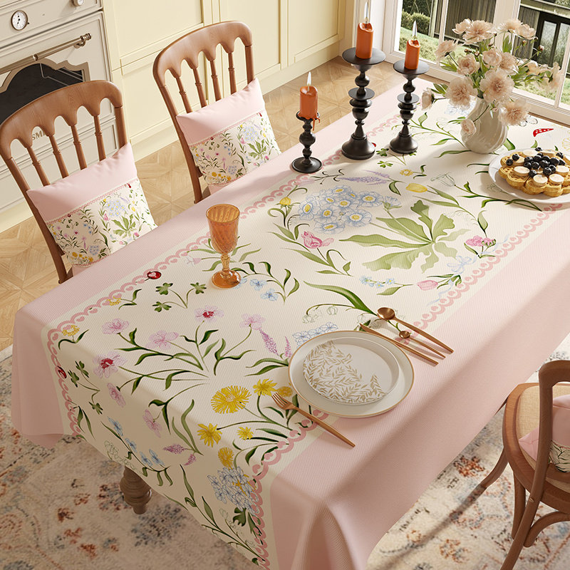 少女粉色桌布寝室书桌台布田园高档雪尼尔餐桌防尘布艺圆桌茶几布,居家布艺,桌布,淘宝优惠券,粉丝福利购,淘宝优惠卷