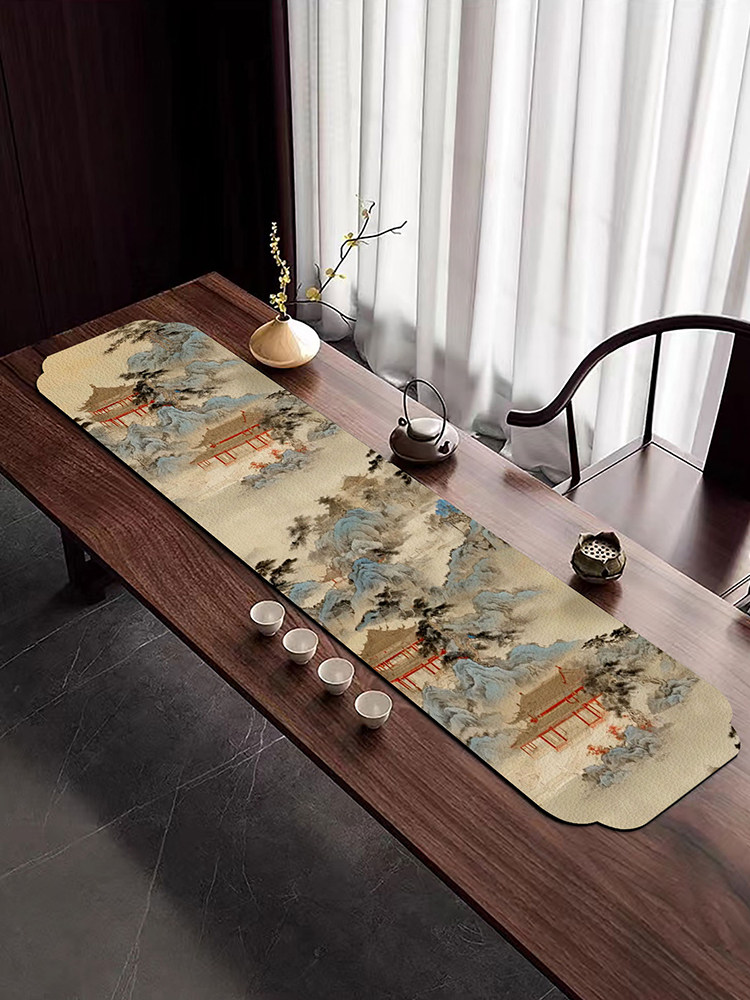 可定制长条茶垫茶席硅藻泥科技皮山水花鸟中式吸水垫速干台面垫,居家布艺,餐垫,淘宝优惠券,粉丝福利购,淘宝优惠卷
