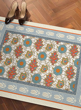 高颜值入户门丝圈地垫民族风防尘蹭土大门口脚垫PVC可剪裁门厅垫