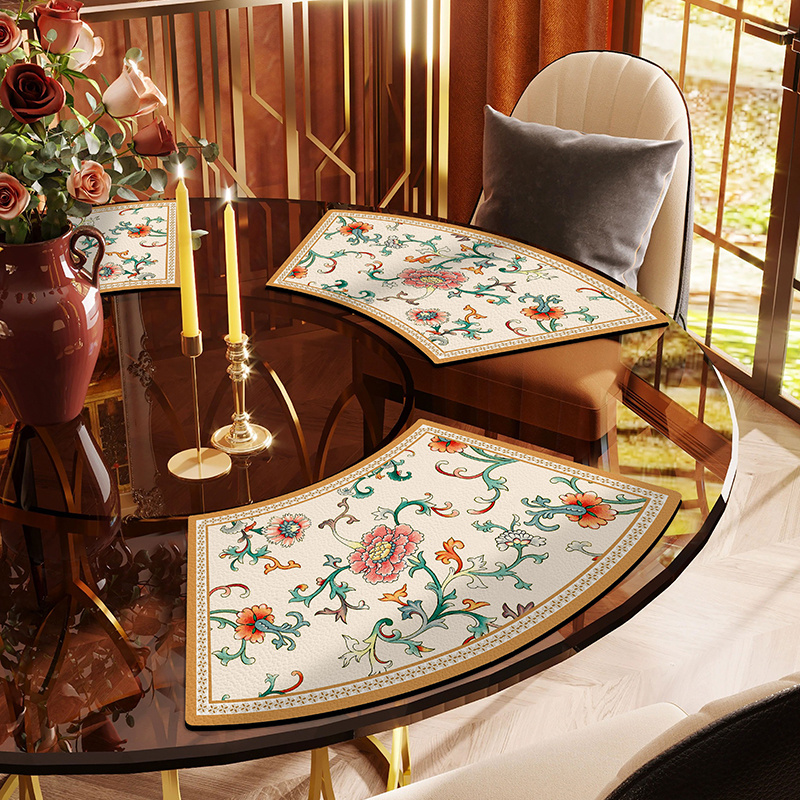 皮革弧形餐桌转盘餐具垫