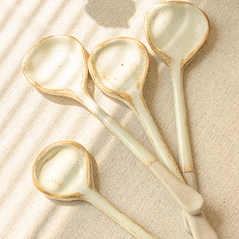 手作感陶瓷汤勺复古咖啡搅拌勺