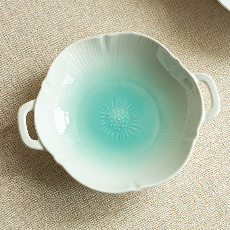 YE HOME 高颜值双耳深盘陶瓷渐变花型盘沙拉盘家用防烫菜盘拉面碗,餐饮具,盘,淘宝优惠券,粉丝福利购,淘宝优惠卷