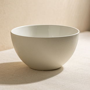 YE HOME 简约陶瓷碗白色竖纹大号汤碗面条碗家用餐具高级感百搭