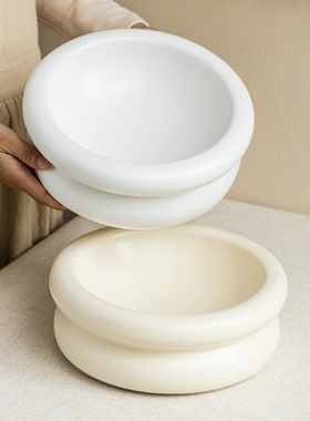 YE HOME 北欧风陶瓷碗家用大号碗水果碗白色高级感圆形餐具套装