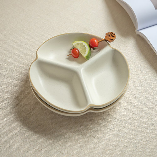陶瓷三格盘减脂定量分餐盘早餐盘